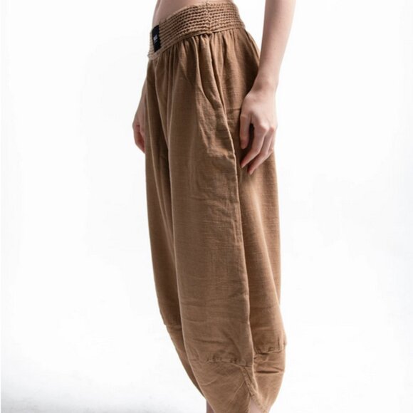 Snug Brand Wear Pants - Handmade Brown Organic Cotton Boho Harem Pants